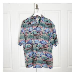 Kahala x Avi Collection Outrigger Hawaiian Print S/S Shirt Cotton Poplin Sz XL